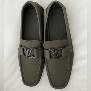 Brand New Authenticated by Posh Louis Vuitton loafers soft suede olive green